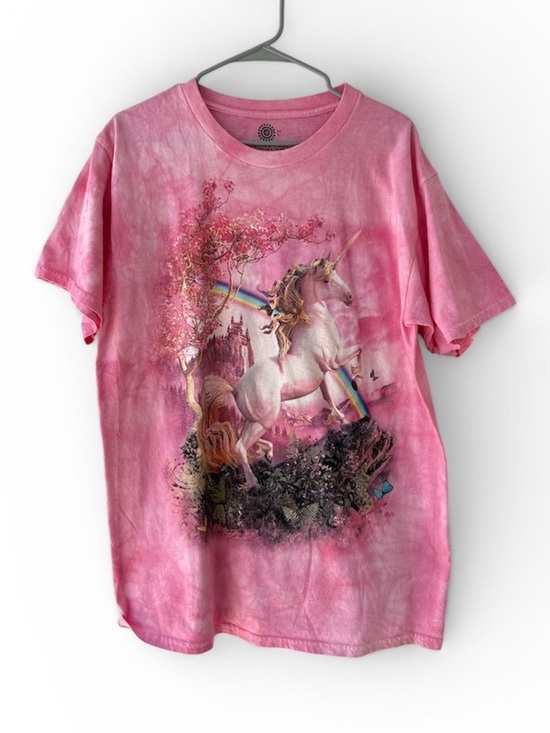 The Mountain Tops - The Mountain Awesome Unicorn Classic Cotton T-Shirt Pink LARGE NWOT